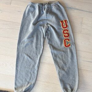 Heritage Gray Track Pants with Red and Yellow USC Logo